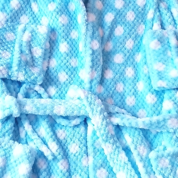 Plush Polka Dot Plush Robe Size Large Noire Jasmine Rose - Picture 3 of 13